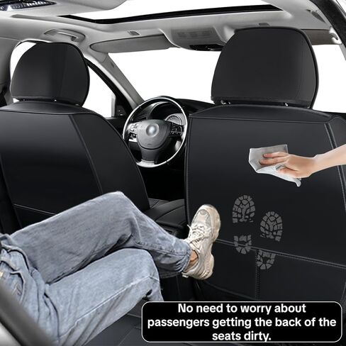 2000-2005 Car Seat Cover for Toyota Echo Base, Black Car Seat Covers, Waterproof Leather, 5 Piece Full Set, Non-Slip, Easy to Clean and Install, Protect and Upgrade Seats in Saudi Arabia