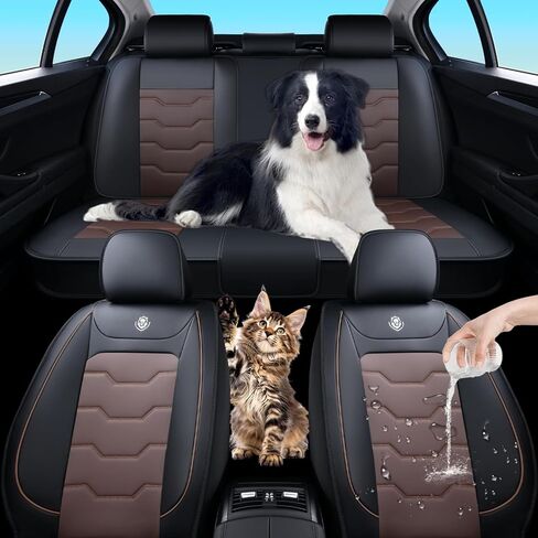 2000-2005 Car Seat Cover for Toyota Echo Base, Black Car Seat Covers, Waterproof Leather, 5 Piece Full Set, Non-Slip, Easy to Clean and Install, Protect and Upgrade Seats in Saudi Arabia