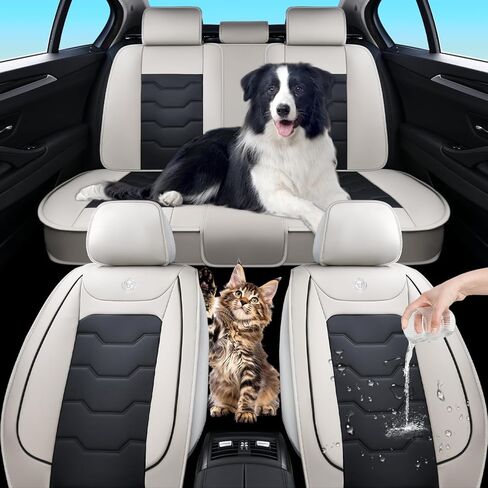 2000-2005 Car Seat Cover for Toyota Echo Base, Black Car Seat Covers, Waterproof Leather, 5 Piece Full Set, Non-Slip, Easy to Clean and Install, Protect and Upgrade Seats in Saudi Arabia