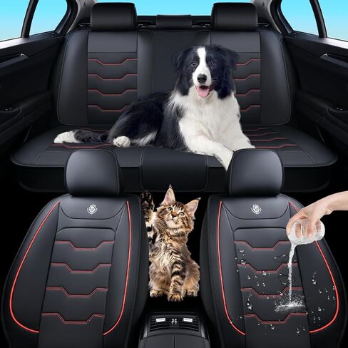 2000-2005 Car Seat Cover for Toyota Echo Base, Black Car Seat Covers, Waterproof Leather, 5 Piece Full Set, Non-Slip, Easy to Clean and Install, Protect and Upgrade Seats in Saudi Arabia