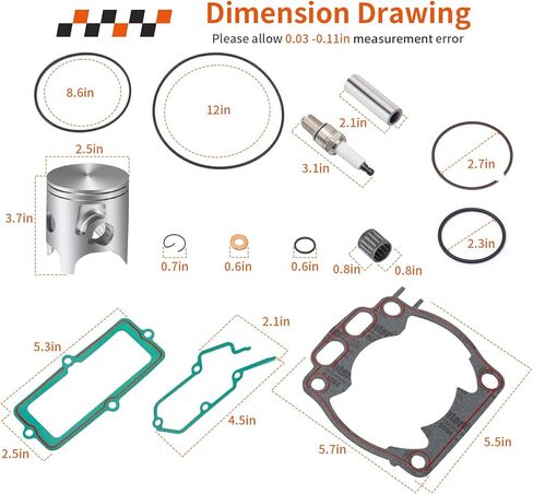 Top End Rubuild Kit STD Bore 66.4mm Piston For Yamaha YZ250 YZ250X 2005-2024 1P8-11631-00-A0 in Saudi Arabia