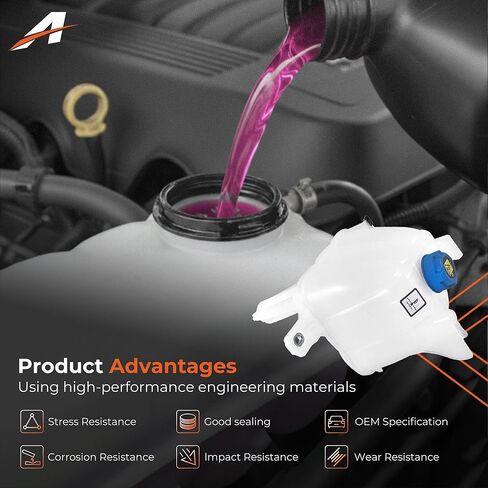 خزان سائل التبريد متوافق مع Dodge Ram ProMaster 1500 2500 3500 2014-2021، خزان استعادة المحرك 1L 20.3PS استبدال #603-832 in Kuwait