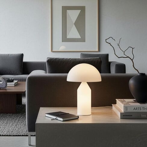 Brightech Venus Glass - مصباح طاولة معاصر مقاس 14 بوصة مع غطاء وجسم زجاجي - مصباح طاولة فريد من نوعه على شكل فطر - مصابيح إضاءة LED قابلة للتعتيم لقراءة غرفة النوم، ديكور رائع لغرف المعيشة والمكاتب in Saudi Arabia