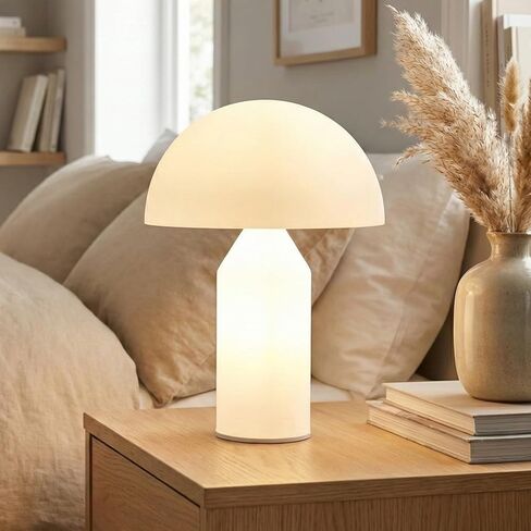 Brightech Venus Glass - مصباح طاولة معاصر مقاس 14 بوصة مع غطاء وجسم زجاجي - مصباح طاولة فريد من نوعه على شكل فطر - مصابيح إضاءة LED قابلة للتعتيم لقراءة غرفة النوم، ديكور رائع لغرف المعيشة والمكاتب in Saudi Arabia