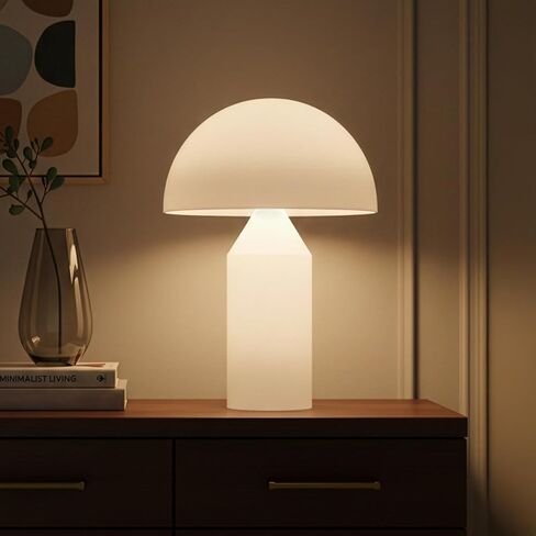 Brightech Venus Glass - مصباح طاولة معاصر مقاس 14 بوصة مع غطاء وجسم زجاجي - مصباح طاولة فريد من نوعه على شكل فطر - مصابيح إضاءة LED قابلة للتعتيم لقراءة غرفة النوم، ديكور رائع لغرف المعيشة والمكاتب in Saudi Arabia
