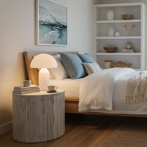 Brightech Venus Glass - مصباح طاولة معاصر مقاس 14 بوصة مع غطاء وجسم زجاجي - مصباح طاولة فريد من نوعه على شكل فطر - مصابيح إضاءة LED قابلة للتعتيم لقراءة غرفة النوم، ديكور رائع لغرف المعيشة والمكاتب in Saudi Arabia