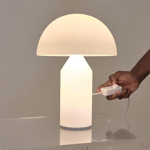 Brightech Venus Glass - مصباح طاولة معاصر مقاس 14 بوصة مع غطاء وجسم زجاجي - مصباح طاولة فريد من نوعه على شكل فطر - مصابيح إضاءة LED قابلة للتعتيم لقراءة غرفة النوم، ديكور رائع لغرف المعيشة والمكاتب in Saudi Arabia