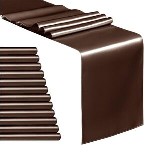 BEDDEB 12-Pack مفرش طاولة من الساتان الوردي مقاس 12 × 108 بوصة مفرش طاولة طويل لحفلات الزفاف، ديكورات حفلات أعياد الميلاد الزرقاء، مفارش طاولة ممتازة للمآدب والتخرج والخطوبة