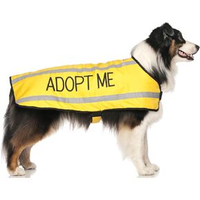 Limited Adopt ME Yellow Warm Dog Coats S-M M-L L-XL Waterproof Reflective Fleece Lined Donate to Your Local Charity (L-XL Back 23"