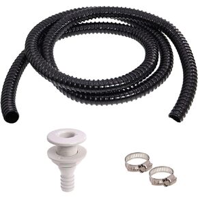 EDOBLUE4pcs مجموعة مجموعة تركيب مضخة الآسن 6.56 قدم خرطوم مضخة الآسن 1-1/8 بوصة ديا مجموعة السباكة خرطوم بولي كلوريد الفينيل المرن الخالي من العقد مع 2 مشابك خرطوم وتركيب من خلال الهيكل للقارب