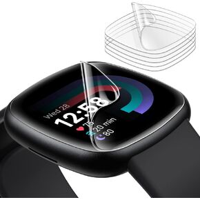 JETech Screen Protector for Smartwatch Fitbit Versa 4/Sense 2, Anti-Scratch Flexible TPU Film, HD Clear, 6-Pack