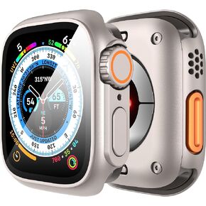 Suoman 3 in 1 for Apple Watch Series 8/7/6/5/4/Series SE 2 44mm Screen Protector Case, [Looks Like Ultra Protector Case] Front and Rear Cover Protector Case for iWatch 44mm (Titanium for iWatch 44mm)