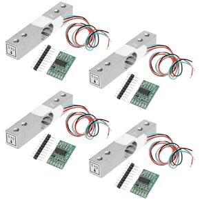 Digital Load Cell Weight Sensor - 4 Sets 5KG Load Cell HX711 AD Weighit Amplifier Module Pressure Sensor Ar duino Load Cell Amplifier HX711 AD Converter Breakout Module for Ar duino Scale