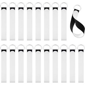 WILLBOND 20 Pieces Sublimation Keychain Blanks Wristlet Keychain Bulk DIY White Neoprene Keychain Wrist Lanyard Keychain Holder Sublimation Blank Product for Women Girls