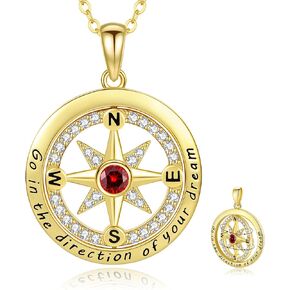 2024 Graduation Gifts for Her, S925 Sterling Silver Compass Necklaces for Women Girls, Birthstone Jewelry 2024 Graduation Necklace High School College Gift for Daughter Girlfriend Friend