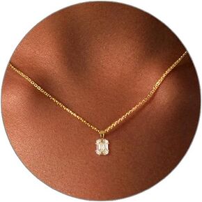 Luxval Gold Necklace Dainty Gold Plated Diamond Pendant Necklaces Simple CZ Solitaire Necklace Cute Gold Cubic Zirconia Choker Necklaces for Women Trendy Girls Gold Jewelry Gift