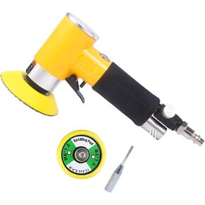 2"3" Mini Air Sander Pneumatic Random Orbital Sander, High Speed Pneumatic Palm Sander Air Polisher for Auto Body Work, Woodworking Yellow