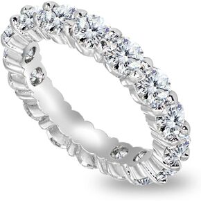 B. BRILLIANT Sterling Silver Cubic Zirconia Round-Cut Eternity Wedding Bands Rings Size 5-10