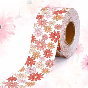 Daisy Water Activated Packing Tape Boho Flower Printed Tape Self Adhesive Shipping Tape for Small Business Gift Wrap Sealing Mail Boxes Cartons DIY Craft Decor, 2 Inch x 164Ft