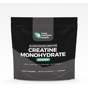 Total Nutrition Health Creatine Monohydrate – 5g Micronized Creatine Monohydrate Powder – Vitamin D and Black Pepper Extract – Unflavored Pre-Workout with Creatine for Energy, Muscle Performance