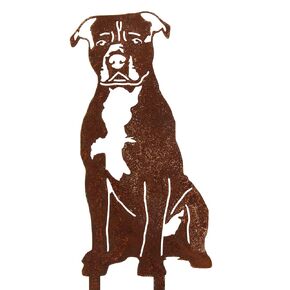 Corten Steel Staffordshire Bull Terrier Dog Silhouette Yard Stake (Large)