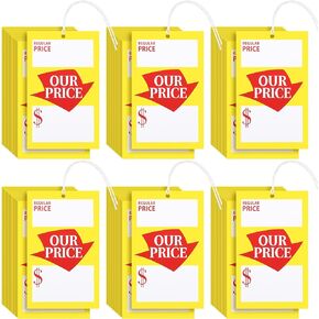 500 Pcs Price Tags with String Attached 3.25" x 5" Regular and Our Price Retail Labels Large Red Yellow White Merchandise Sale Tags Shipping Tags for Store Garage Clothing Taggin