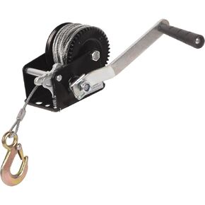 800LBS Hand Winch with 33 ft Steel Cable Two-Way Ratchet Gear Boat Trailer Winch Ratio 3.2:1,Weight Translating Dock Leveling Manual Operated Hand Crank Winch for Trailer, Boat or ATV Towing