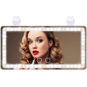 Mokoze Car Sun Visor Vanity Mirror Rechargeable, Car Makeup Mirror with 60 LED Lights, 3 Color Lighting Modes, Dimming Touch Control, Car Mirror for Car Truck SUV Essentials (Black)
