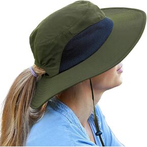 Solaris Ponytail Hole Sun Hats for Women UV Protection, UPF 50+ Outdoor Tribe Cooling Hat for Gardening