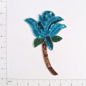 Expo International Rose Sequin Beaded Patches/Appliques, Aqua Blue