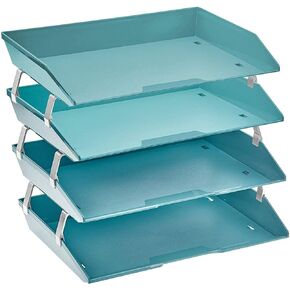 Acrimet Facility 4 Tier Letter Tray Side Load، منظم ملفات سطح المكتب، بلاستيك (لون أخضر خالص)