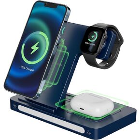 Wireless Charger,3 in 1 Wireless Charger Station for Apple iPhone/iWatch/Airpods,iPhone 13/12/11 (Pro, Pro Max)/XS/XR/XS/X/8(Plus),iWatch 7/6/SE/5/4/3/2,AirPods 3/2/pro … (Blue)