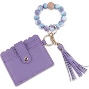 Silicone Key Ring Bracelets Wristlet Keychain Car Beaded Key Ring Bangle Chains for Women