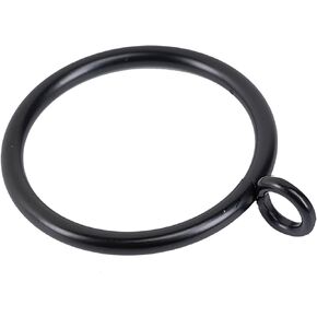 Curtain Rings with Eyelet for Curtain Rods 1 Inch Inner Diameter Metal Drapery Eyelet Curtain Rings Black 24 Pcs Exselens