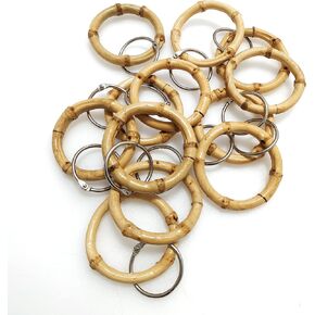 12 Pack Curtain Rings with Clips, Bamboo Handmade Drapery Clips, Curtain Ring Hook Hangers Drapes Rings 1.57 Inch Interior Diameter, Fits up to 1.3 Inch Curtain Rod