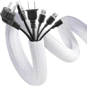 FITUEYES Design 2m Cord Cover 1.25inch Cable Sleeve Wire Loom Tubing Split Sleeving for Power Cord Audio Video USB Cable, Protect Pat from Chewing - Black