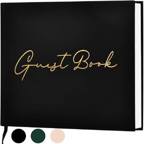 Wedding Guest Book, Guest Book Wedding Reception - Classic Baby Shower Guest Book, 100 Blank Pages for Bridal Shower Birthday Graduation Sign in and Photos, Beige