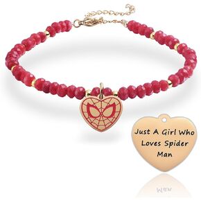 Melix Home Spiderman Stuff Spider Bracelet Superhero Gifts For Teen Girls Daughter Women Birthday Gift Natural Stone Bracelets