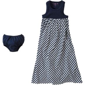 Burts Bees Baby Baby-Girls Striped Maxi Dress With Diaper Cover