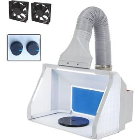 OPHIR Double Fans Airbrush Spray Booth Kit Portable Airbrush Paint Booth with Filter LED Lights and Adjustable Knobs for Model Painting, Hobby Painting, Crafts, Cake,T-Shirt