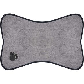 Sinland Microfiber Extra-Large Pet Food Mat Dog Feeding Mat Pet Bowl Mat with Anti-Skid Backing 21Inch x 32Inch Grey
