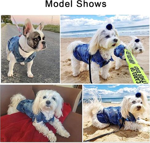 Dog Jean Jacket, Cool and Soft Shirt, Pet Blue Denim Coat, Classic Lapel Vests, Fashion Clothes for Small Medium Dogs Cats L in Saudi Arabia