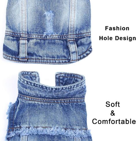 Dog Jean Jacket, Cool and Soft Shirt, Pet Blue Denim Coat, Classic Lapel Vests, Fashion Clothes for Small Medium Dogs Cats L in Saudi Arabia