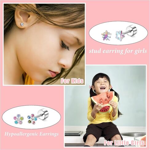LOYALLOOK 24Pairs Screw Back Earrings Stud for Girls Women Surgical Steel Hypoallergenic Cartilage Stud Earrings Tiny Opal CZ Screwback Flat Back Stud Earrings Set Piercing Jewelry Multicolored 20G in Kuwait