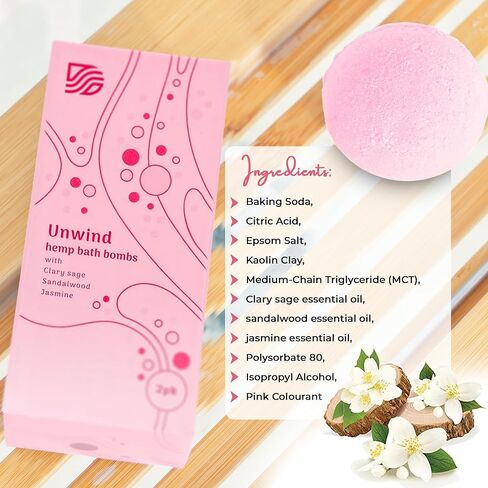 كرات الاستحمام الفوارة للنساء والرجال بالزيوت العطرية من الياسمين وخشب الصندل - علاج عطري طبيعي بالكامل وترطيب كرات الاستحمام الفوارة - هدية مثالية لعيد الميلاد والعطلات - صنع في كندا in Kuwait