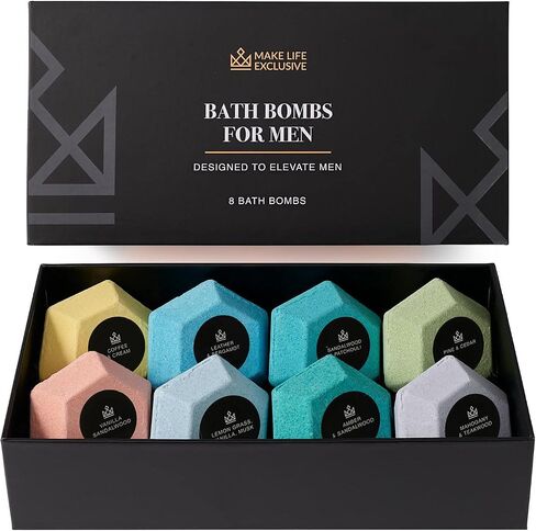 Bath Bombs for Men, Diamond Shape, Gifts for Men, 8 Large 5oz Bombs, Bath Bombs Men& Men's Bath Bombs, Soak in, Bubble Bath for Men Set, Armoatherphy Treatment for Stress Relief in Saudi Arabia