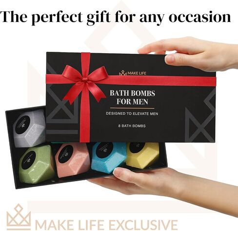 Bath Bombs for Men, Diamond Shape, Gifts for Men, 8 Large 5oz Bombs, Bath Bombs Men& Men's Bath Bombs, Soak in, Bubble Bath for Men Set, Armoatherphy Treatment for Stress Relief in Saudi Arabia