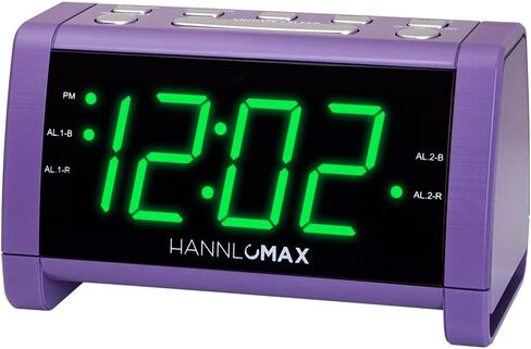 HANNLOMAX HX-138CR Alarm Clock Radio, PLL AM/FM Radio with Preset Radio, 1.4" Green LED Display, Dual Alarm (Purple) in Saudi Arabia