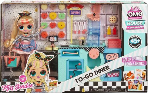 L.O.L. Surprise! OMG to-Go Diner Playset with 45+ Surprises- Miss Sundae Exclusive Fashion Doll with Color Change Features Including Accessories, Holiday Toy , Great Gift for Kids Ages 4 5 6+ Years in Saudi Arabia