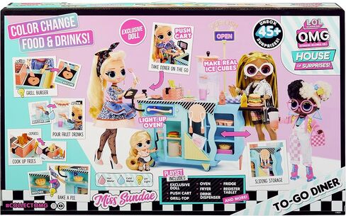L.O.L. Surprise! OMG to-Go Diner Playset with 45+ Surprises- Miss Sundae Exclusive Fashion Doll with Color Change Features Including Accessories, Holiday Toy , Great Gift for Kids Ages 4 5 6+ Years in Saudi Arabia